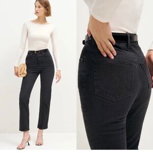 Reformation High Rise Straight Leg Cropped Raw Hem jeans sz 24